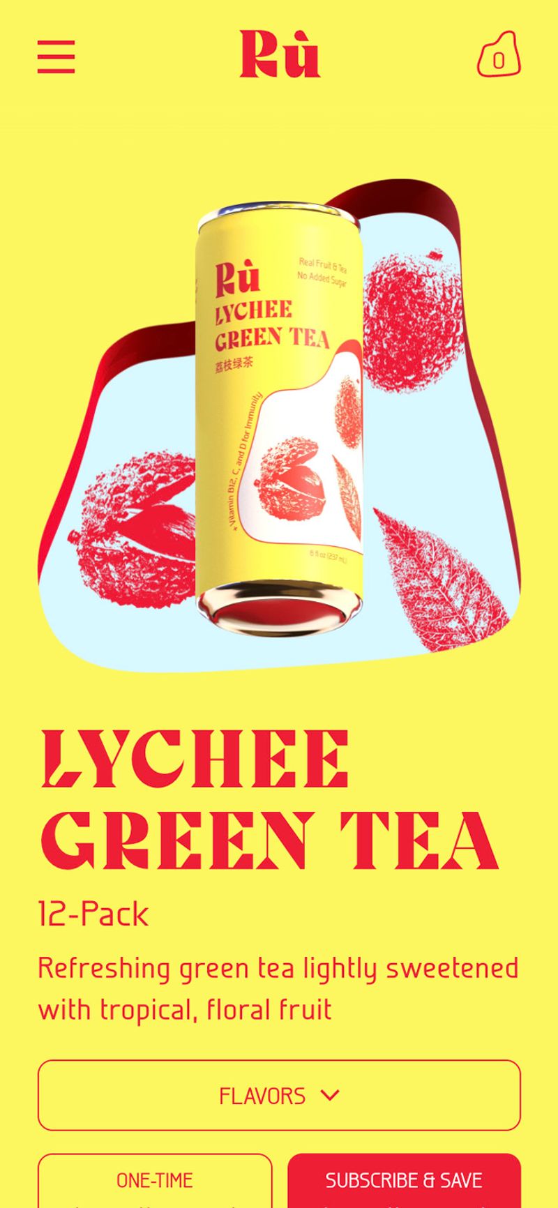 Lychee tea product page web design with 3D render