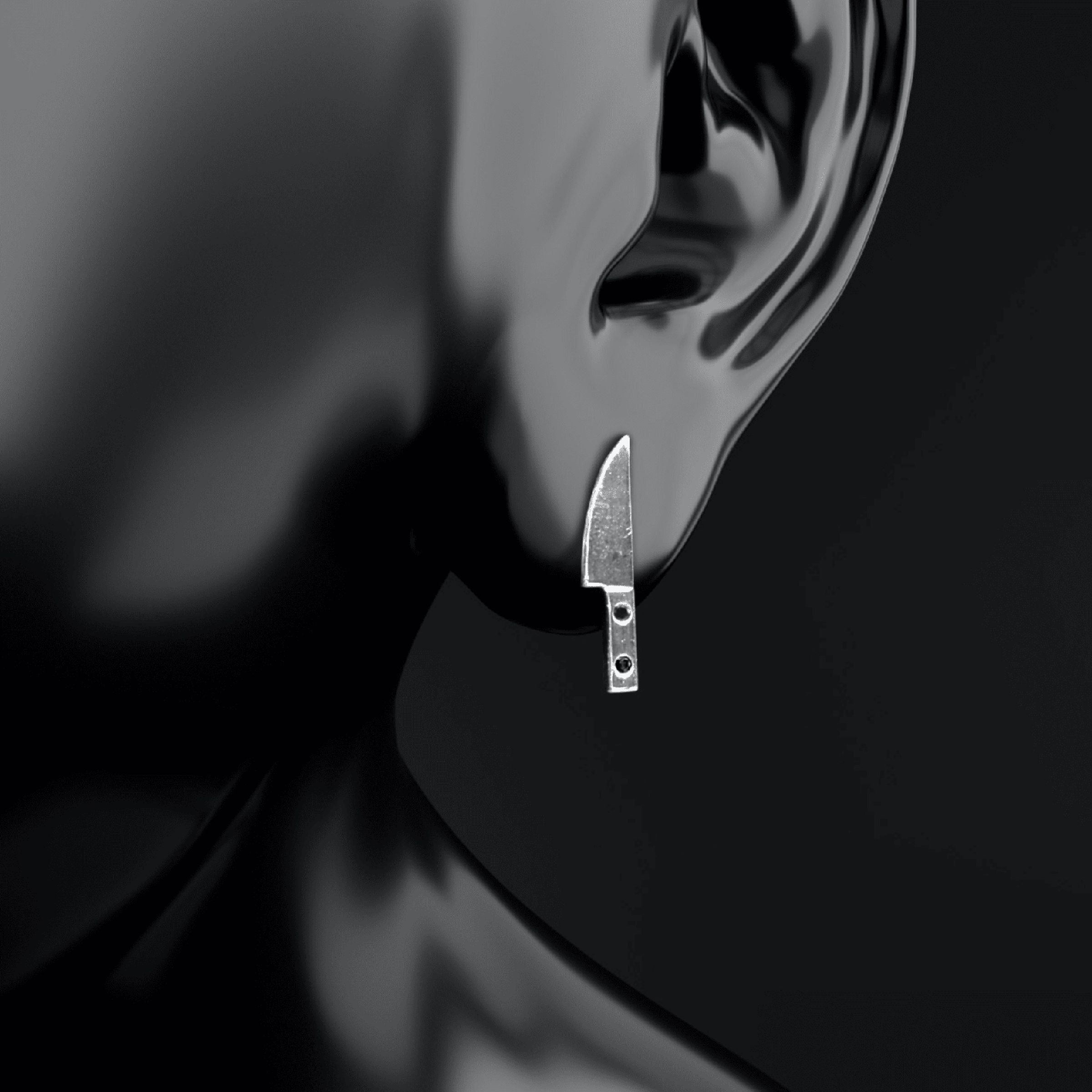 3D render of head with earring superimposed