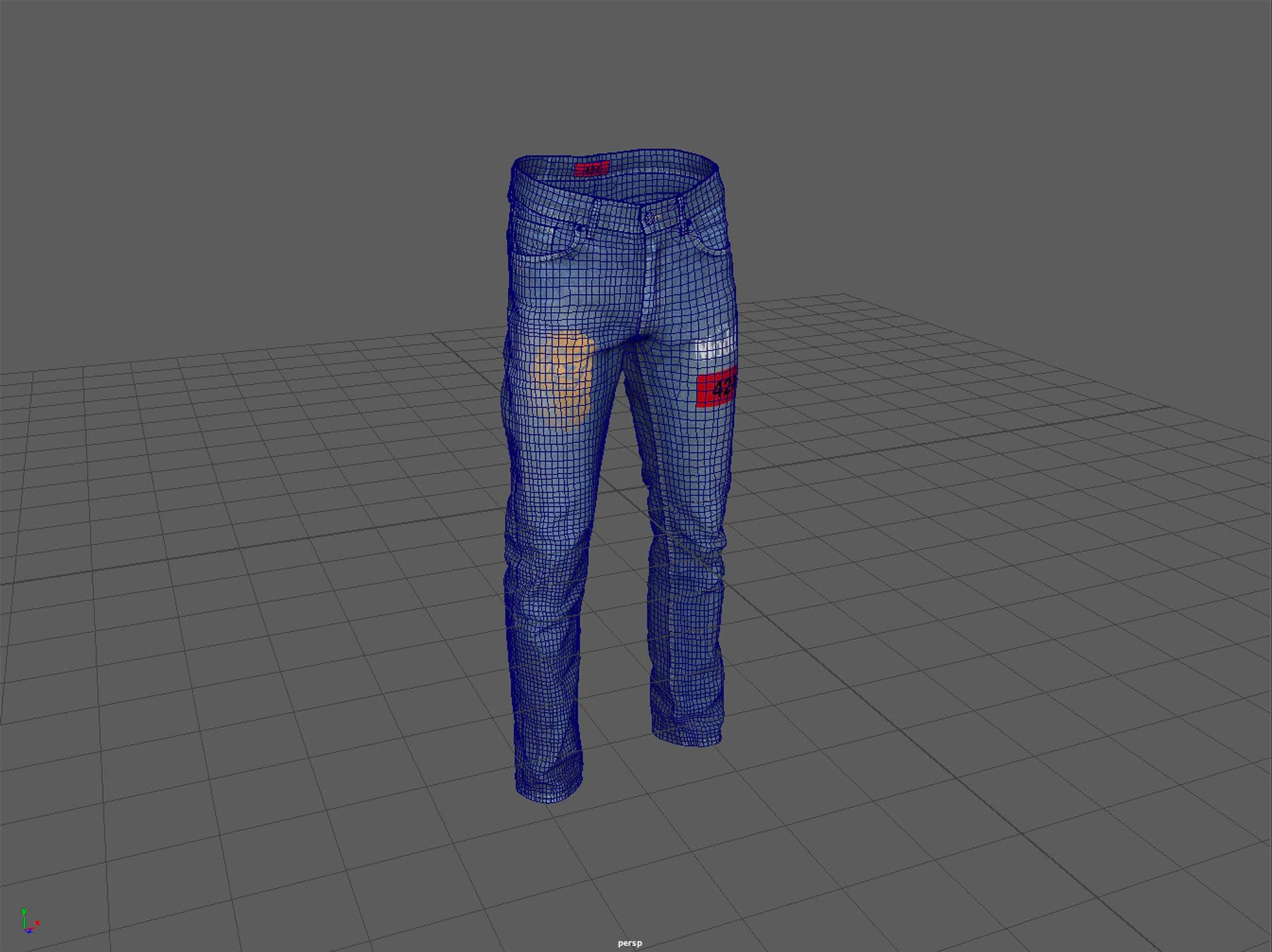 3d model of custom jeans in maya