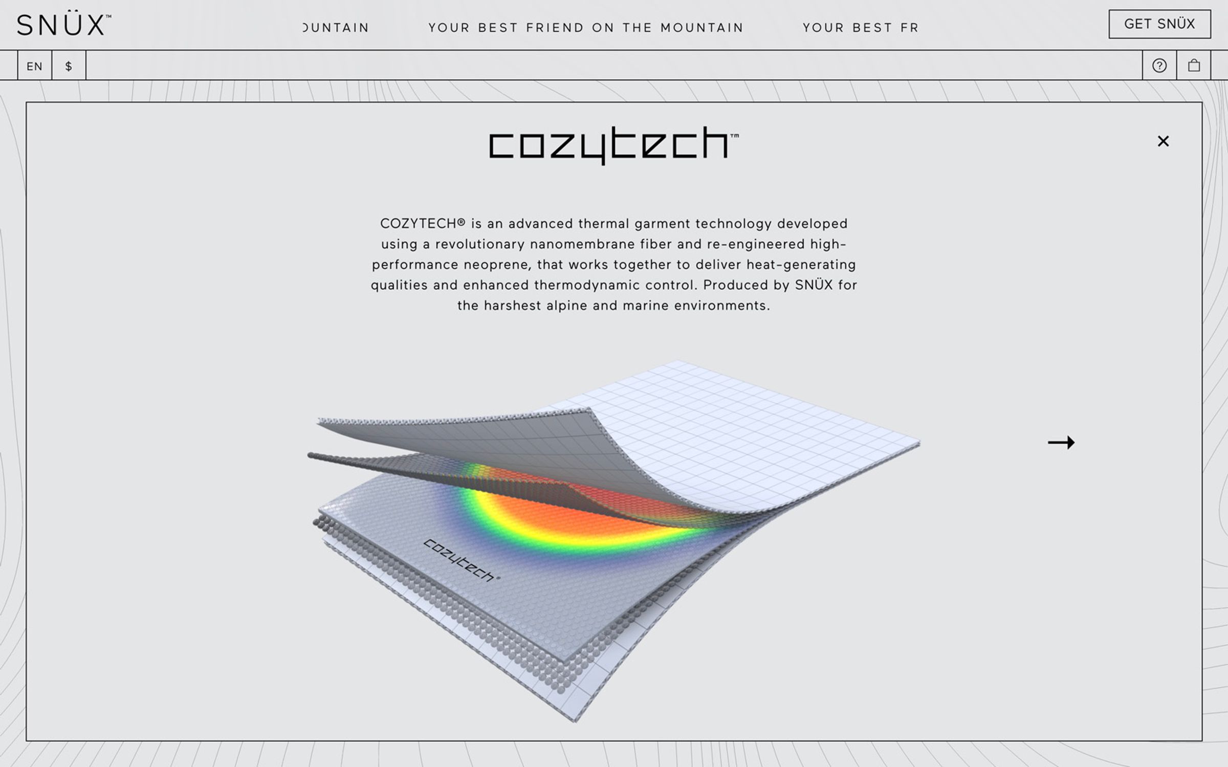web design for custom popup module with 3d content