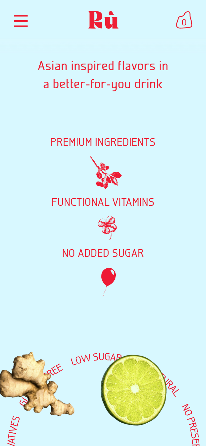 Web design for 2D and 3D icons of beverage ingredients