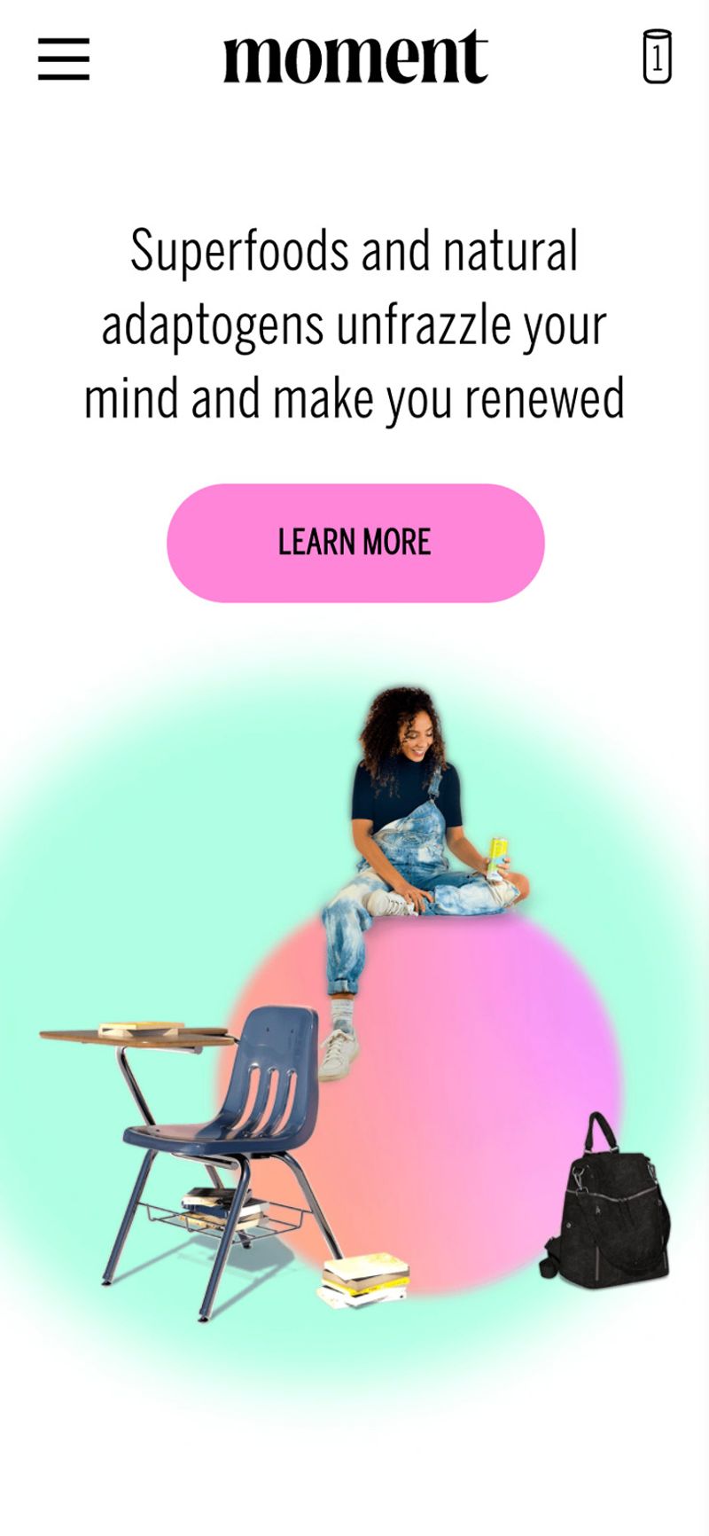 Web design of learn section with interactive image