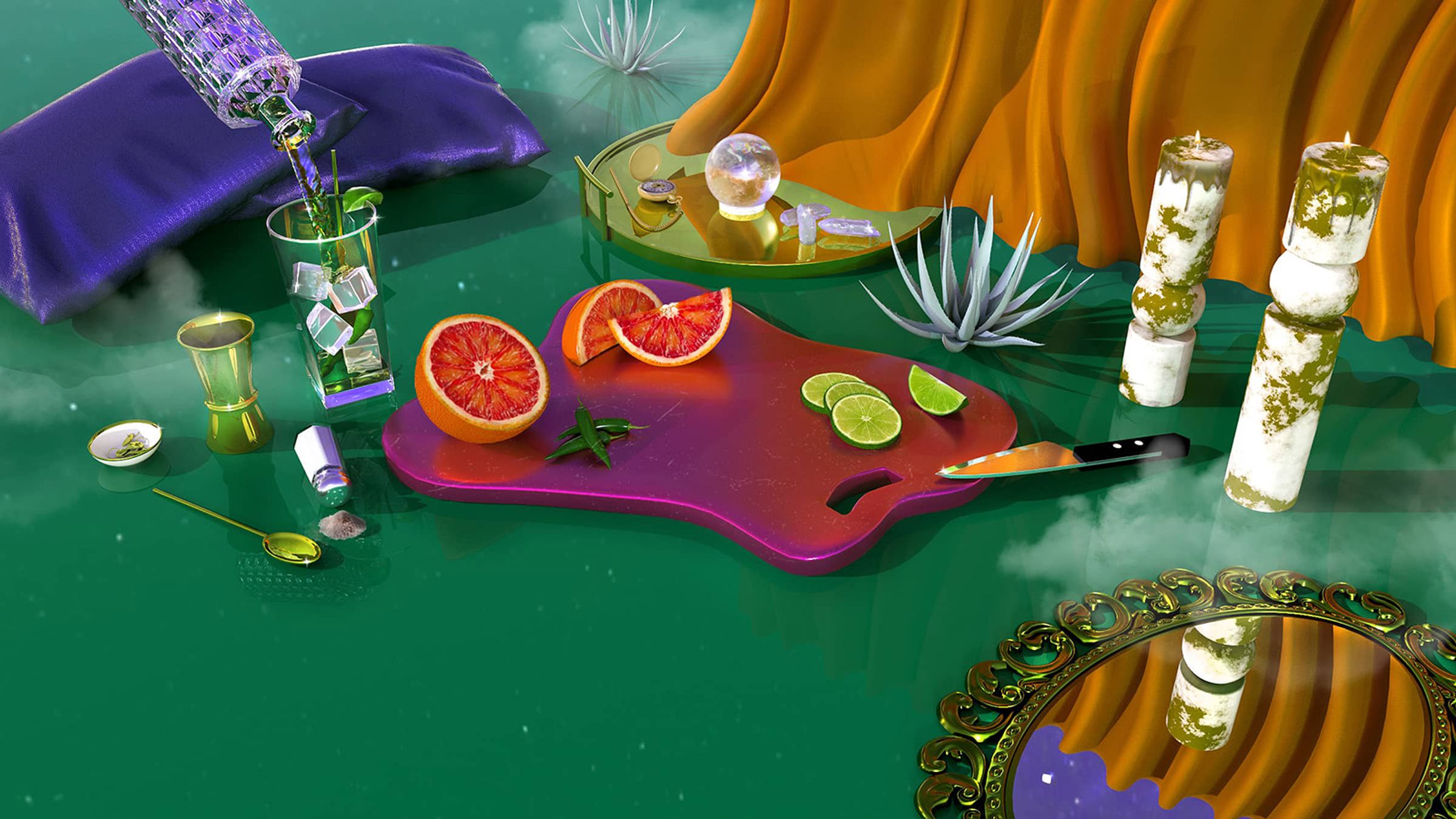 3d modeled scene for functional beverage website