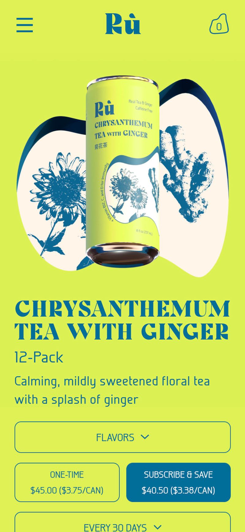 Chrysanthemum tea product page web design with 3D render