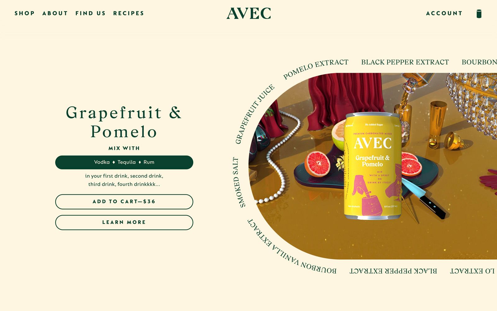Collection page design with grapefruit product feature