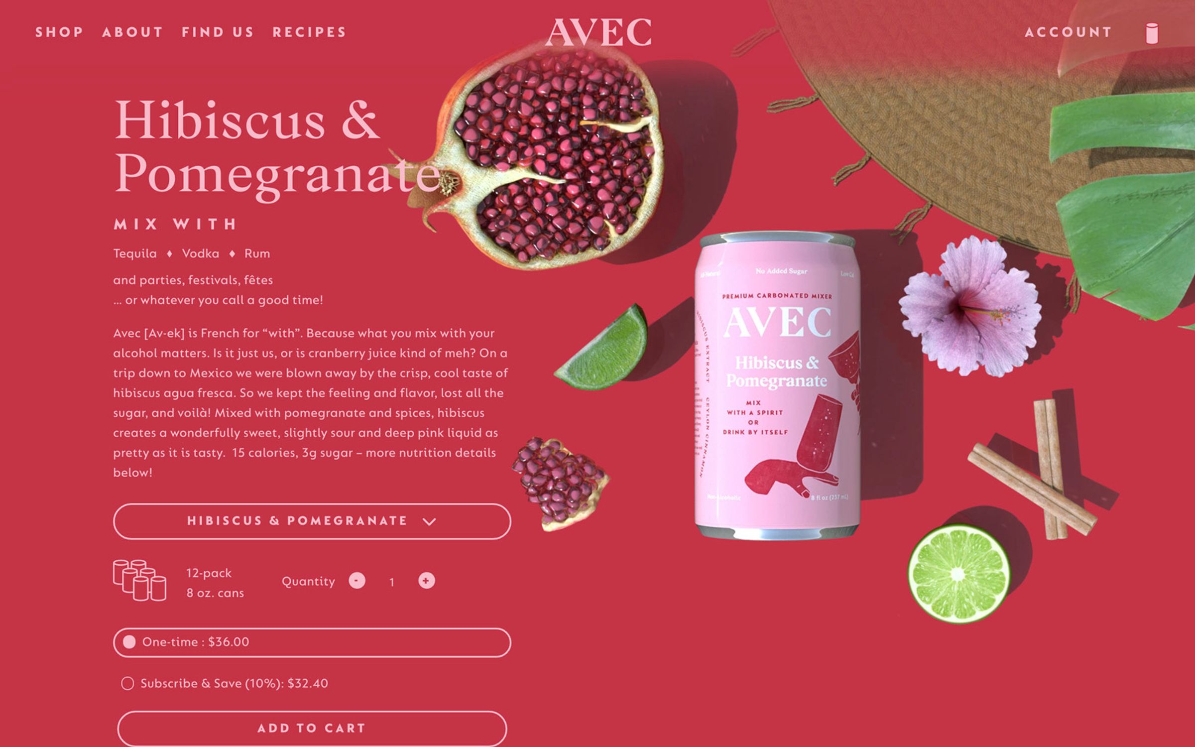 Product page web design with 3D rendered scene