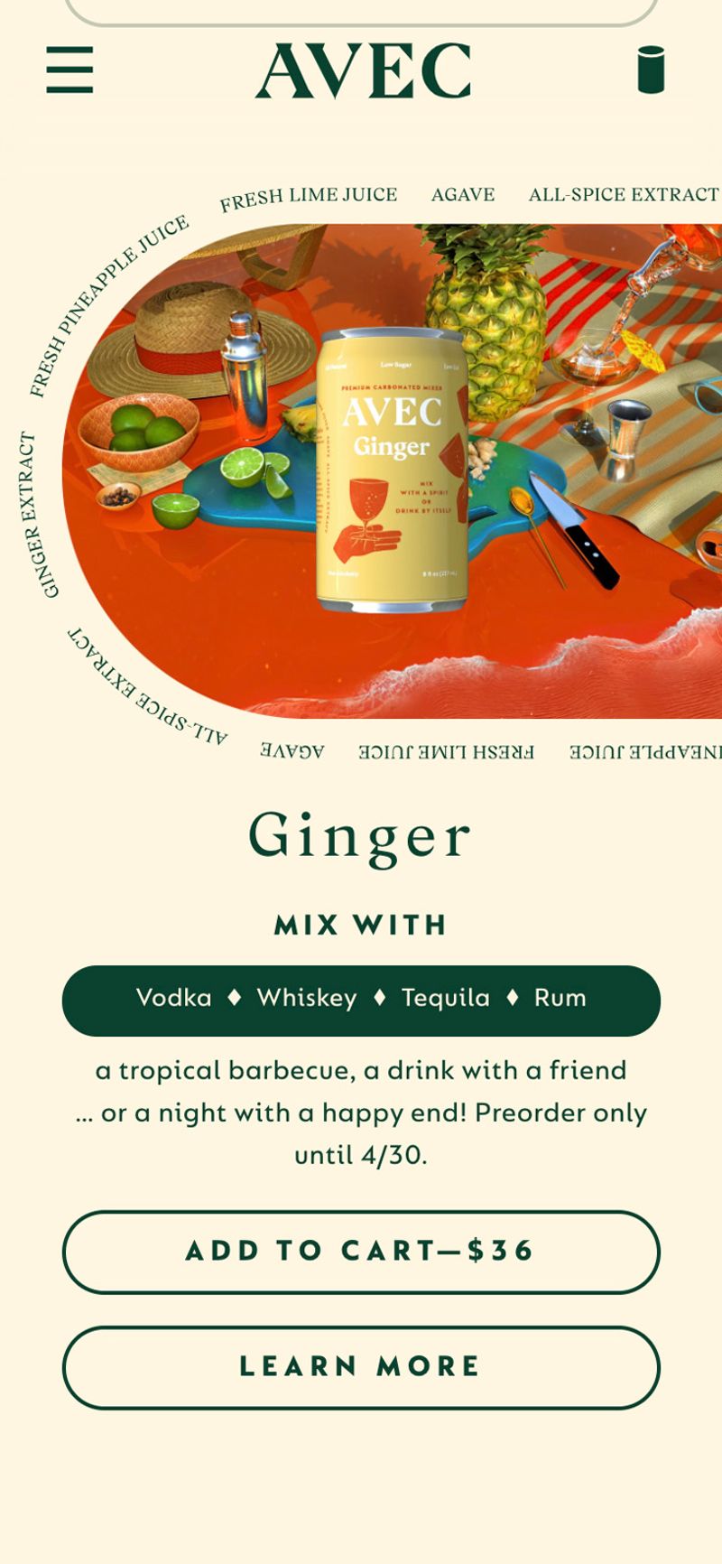 Collection page design with ginger product feature