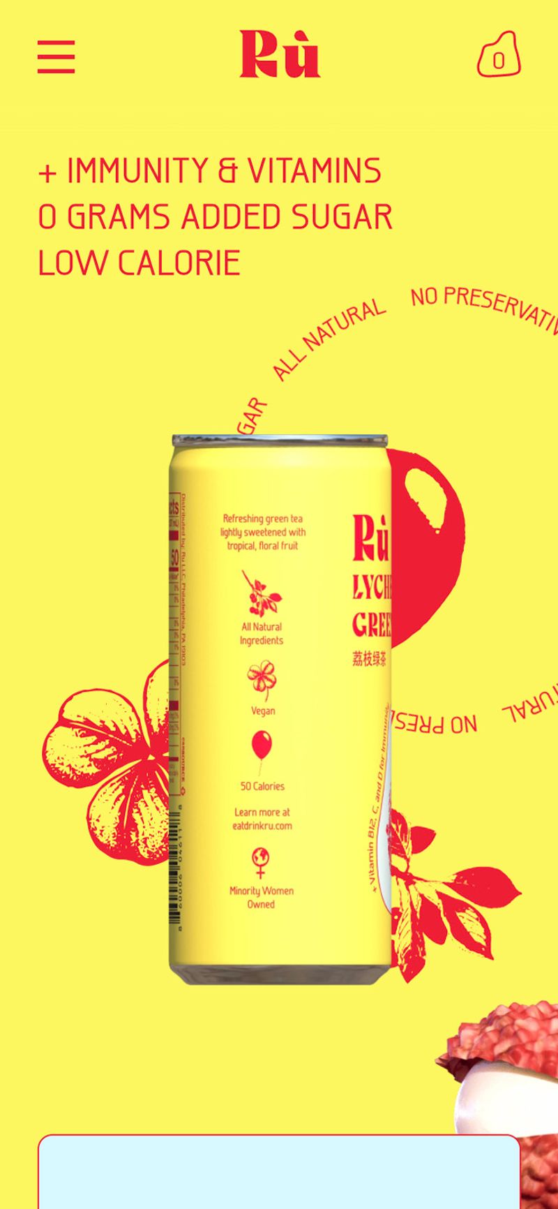 Interactive web design for product nutrition section of Lychee Tea