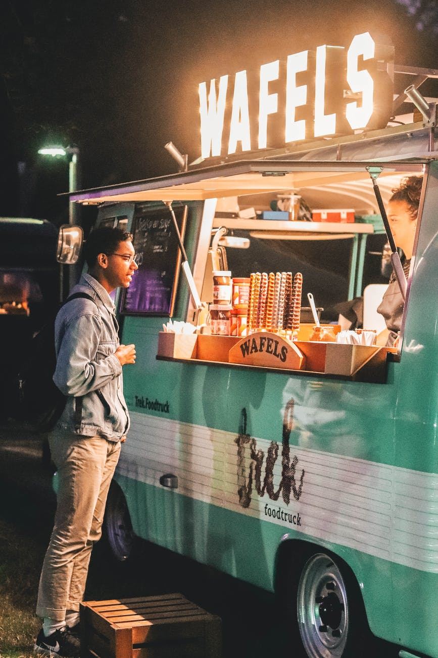 A food truck selling waffles