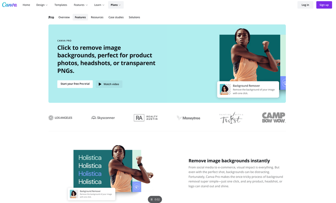 Canva Background removal tool