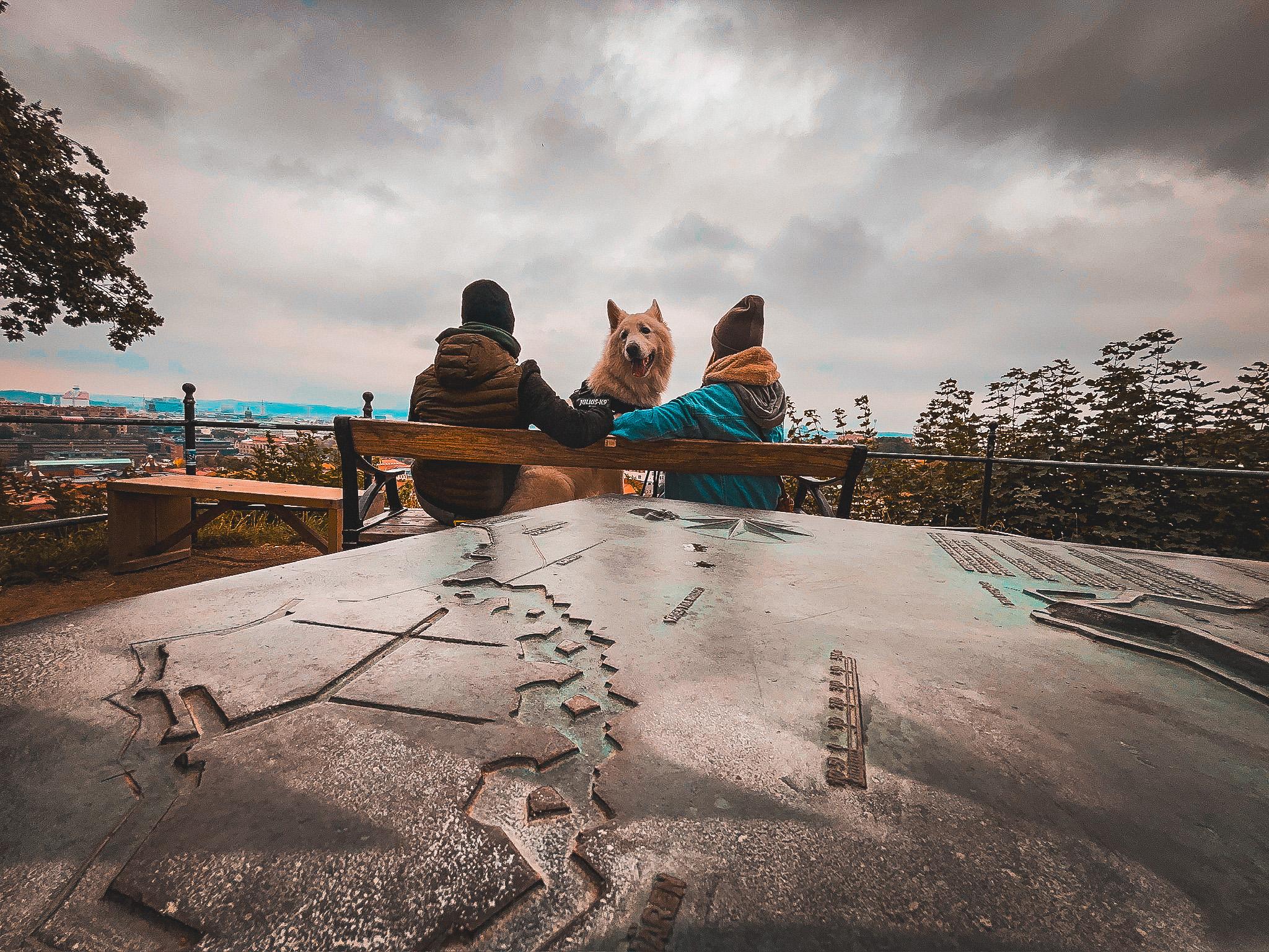 Robert, Lisa und Jukon genießen die Aussicht auf Göteborg