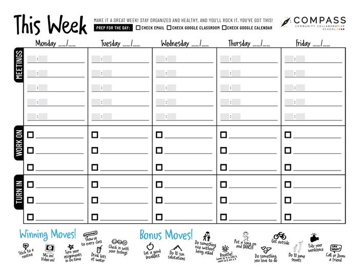 Week Student Planner - Helping Student Stay Organized While At Home Learning