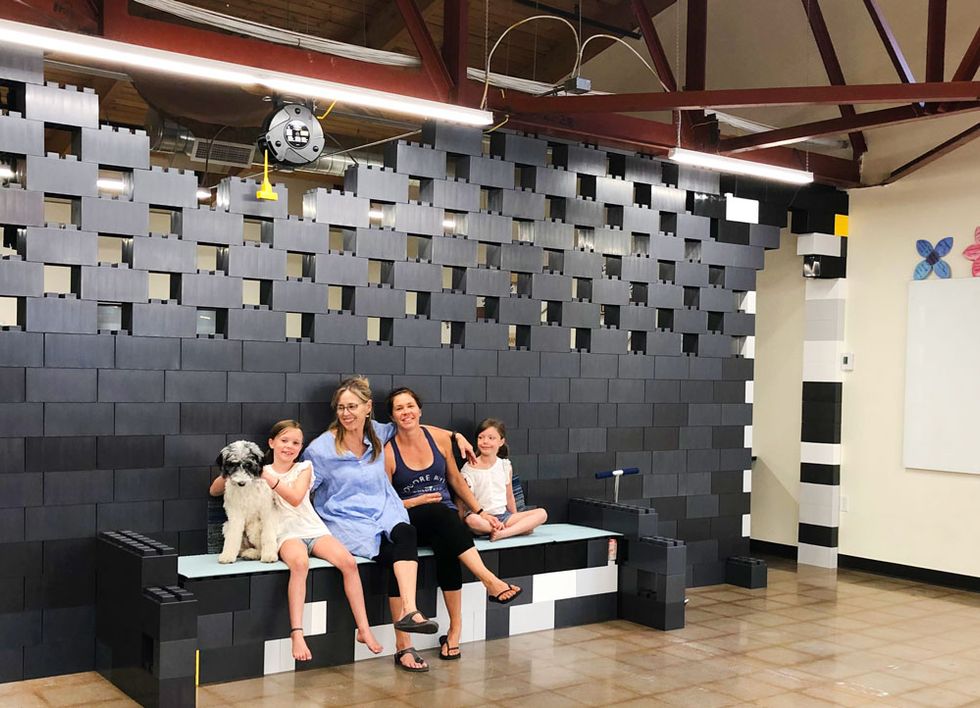 A hard-working team built furniture out of giant Legos!