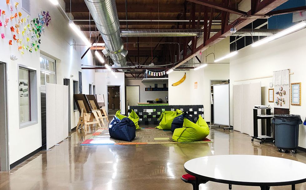 Giant bean bag chairs are featured in the Middle School “Lounge”.