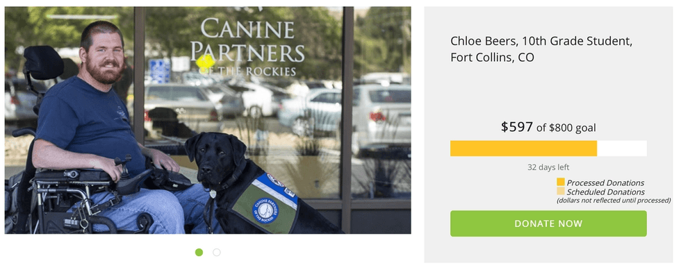 Compass Community Collaborative School student raises funds for Canine Partners of the Rockies