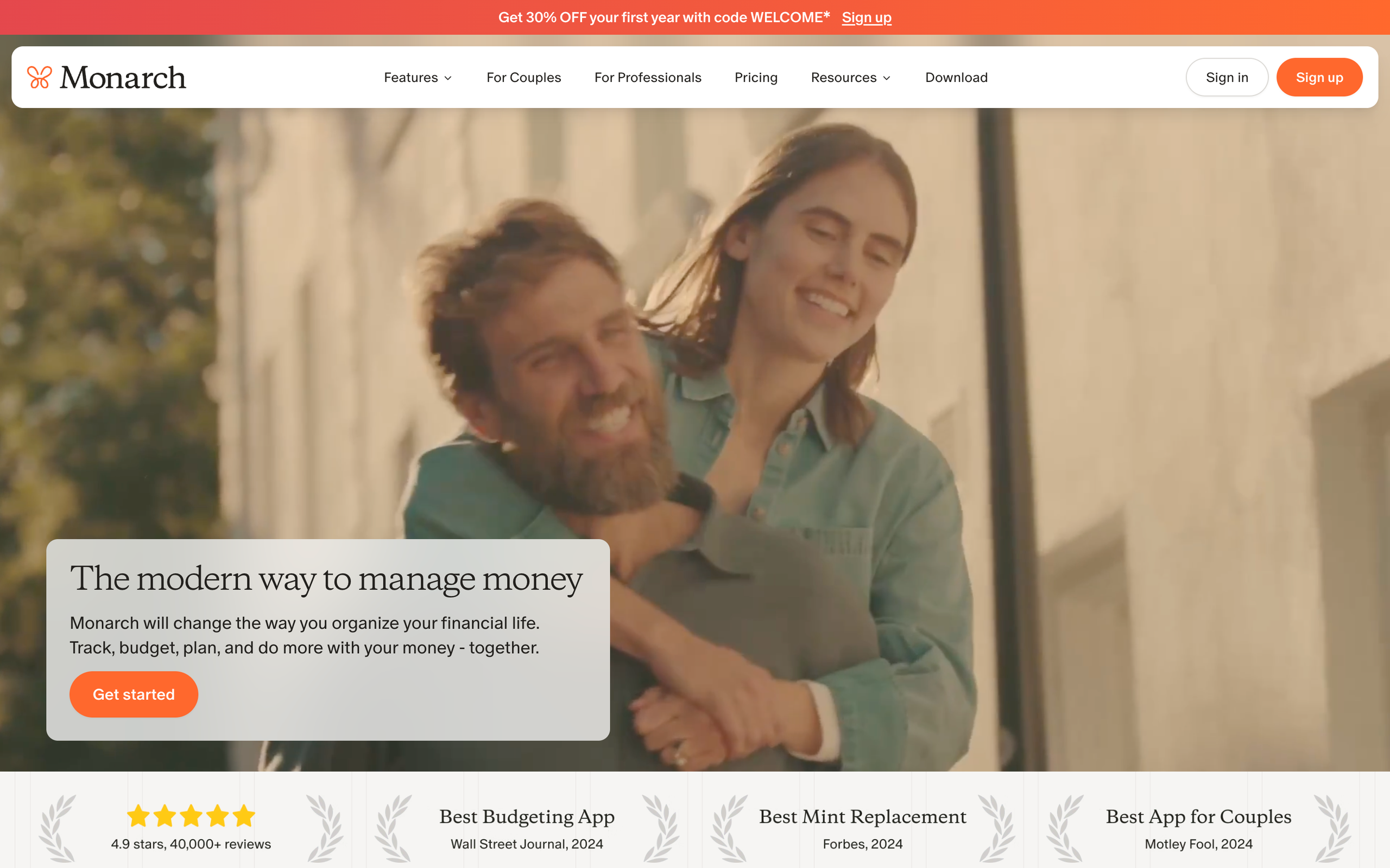 Image of Monarch Money website