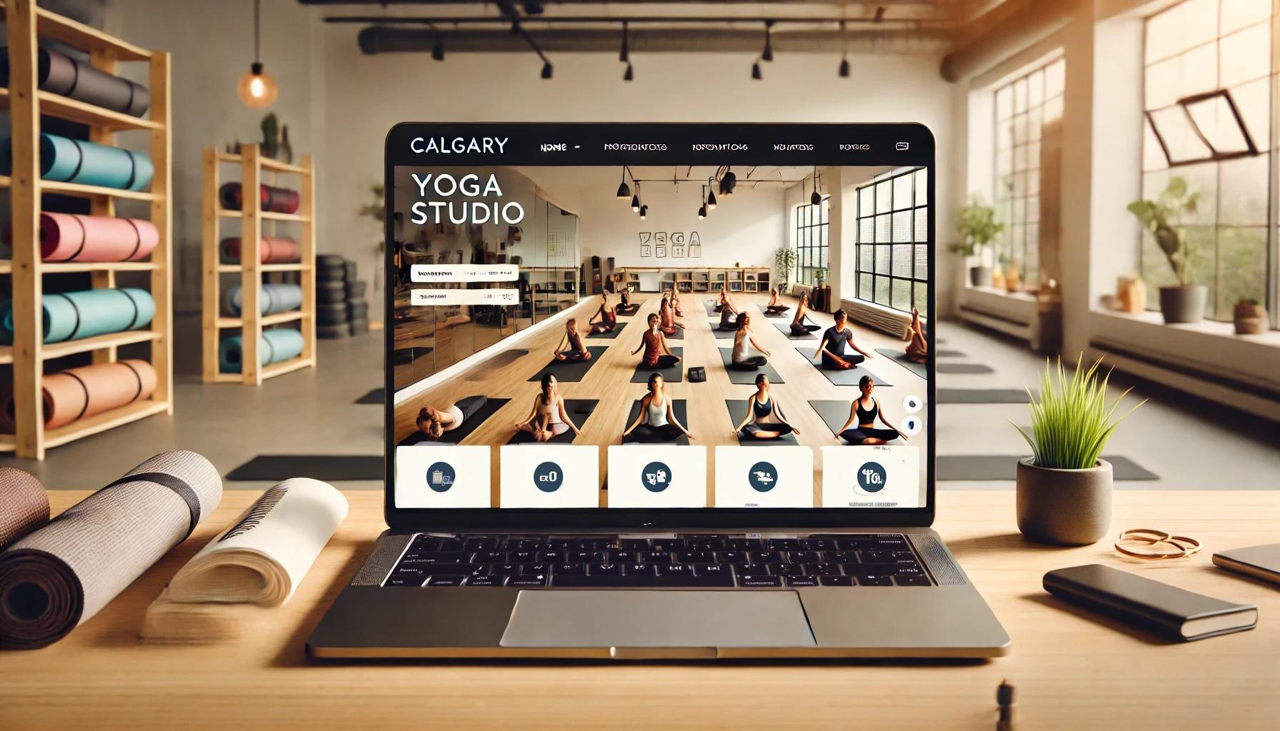 yoga studio on a laptop showing business information