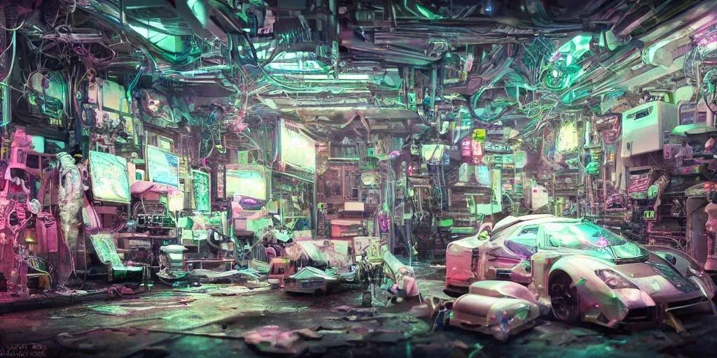 futuristic messy garage