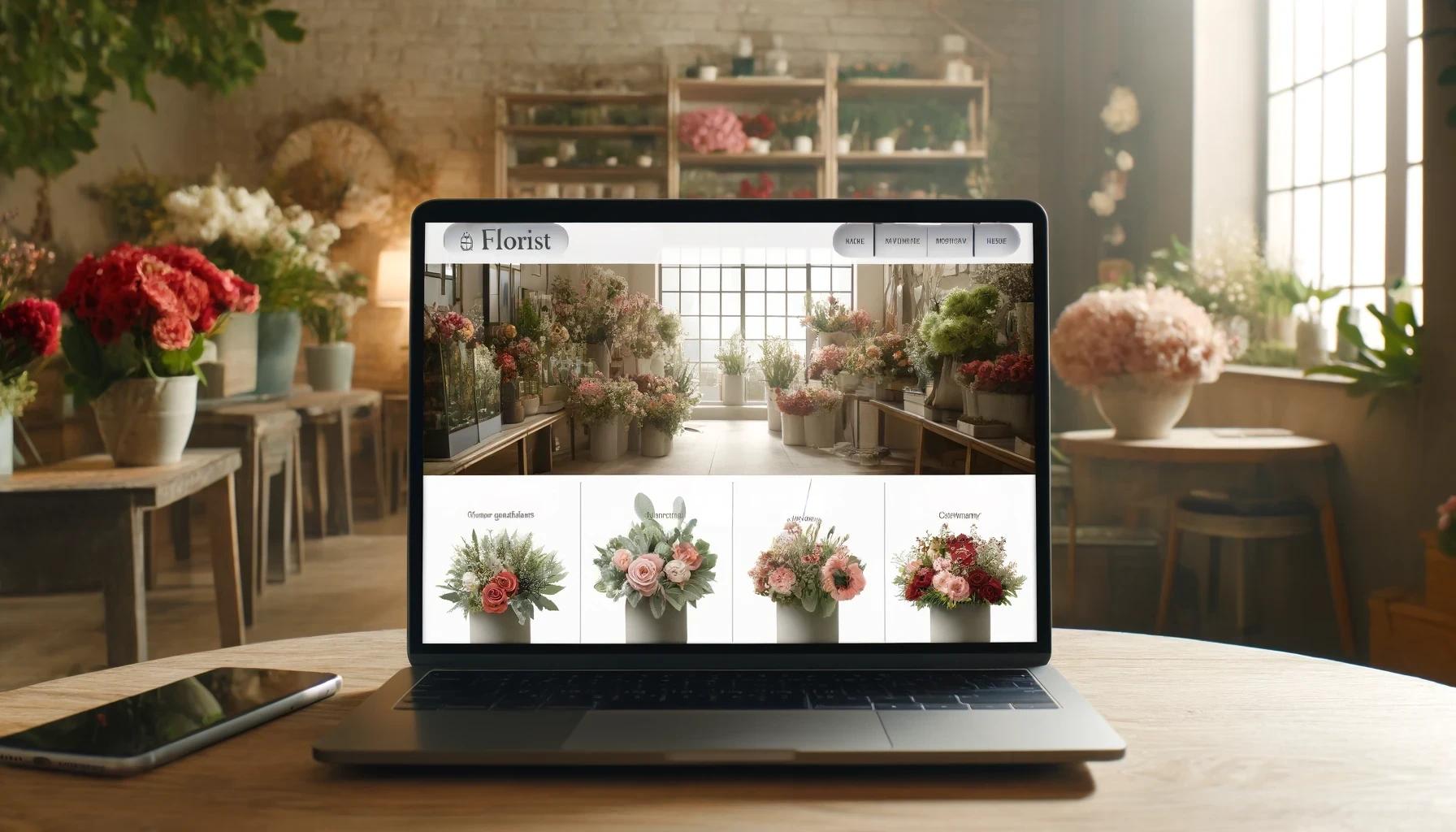 laptop featuring a florist site