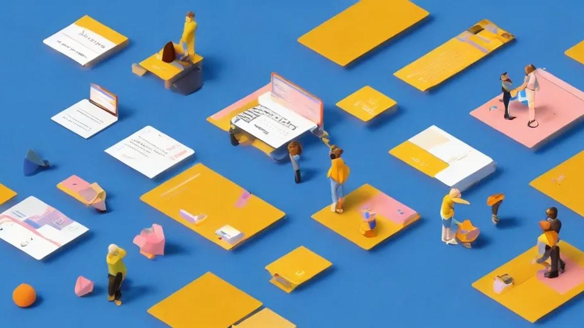 various animated computers and people