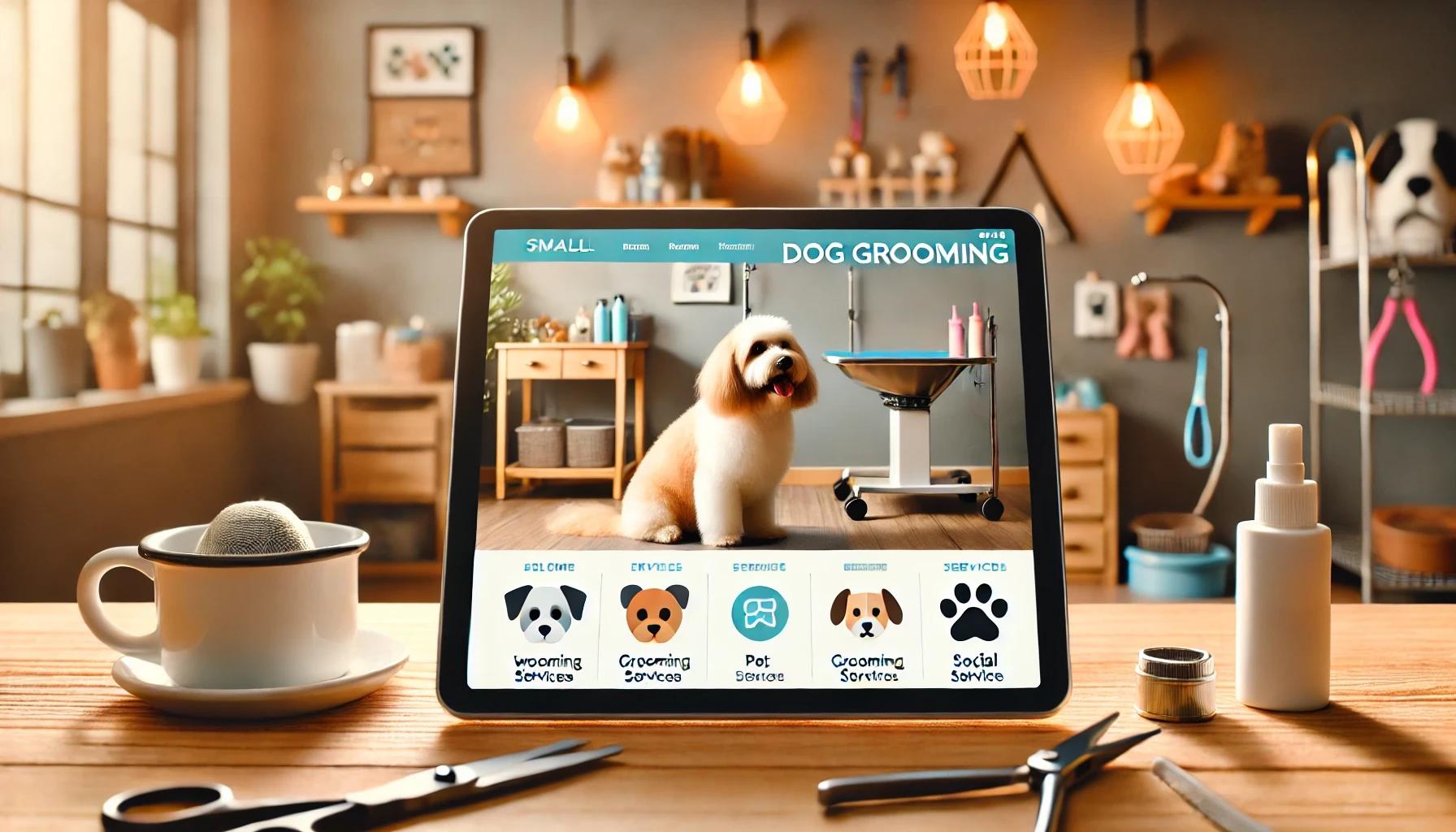 dog grooming business on tablet