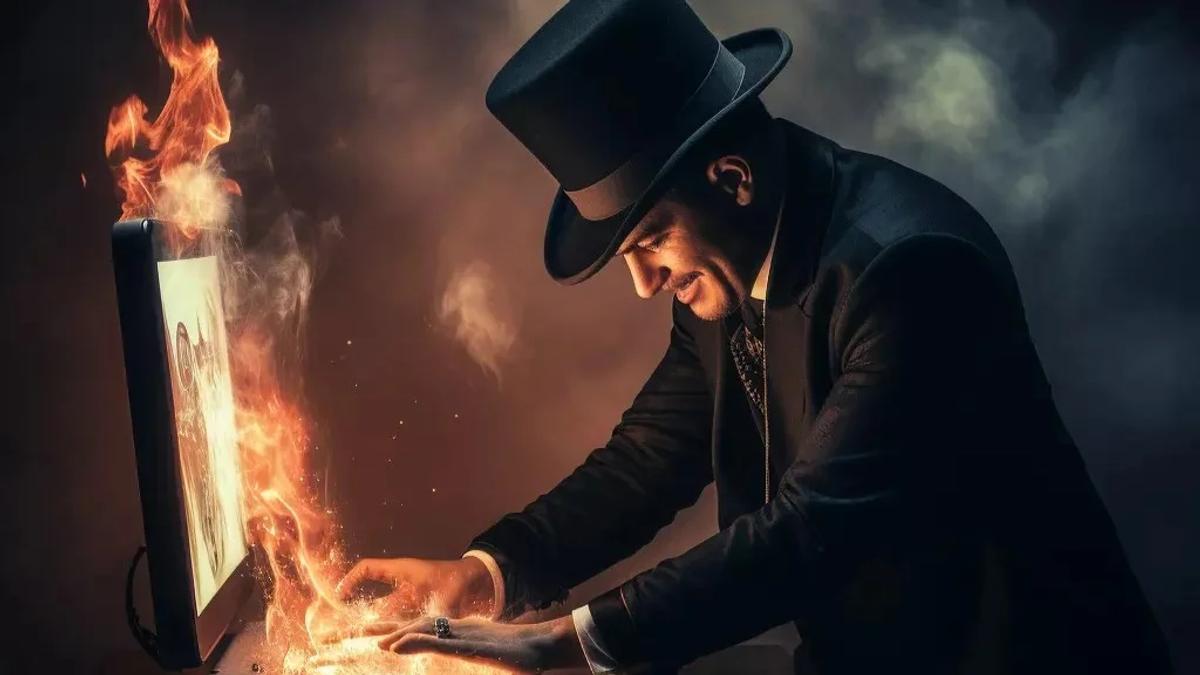 magician on computer