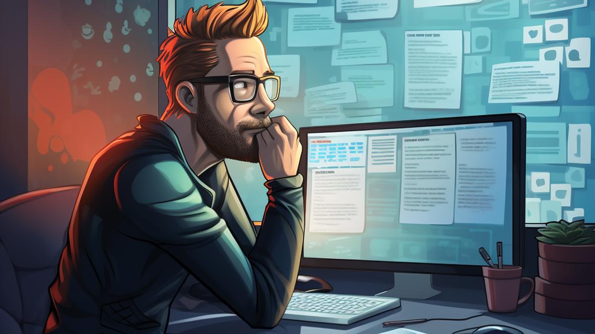 An image of a programmer contemplating what OAuth is.