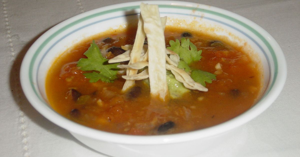Chicken Tortilla Soup with Black Beans and Oven Roasted Tomatoes