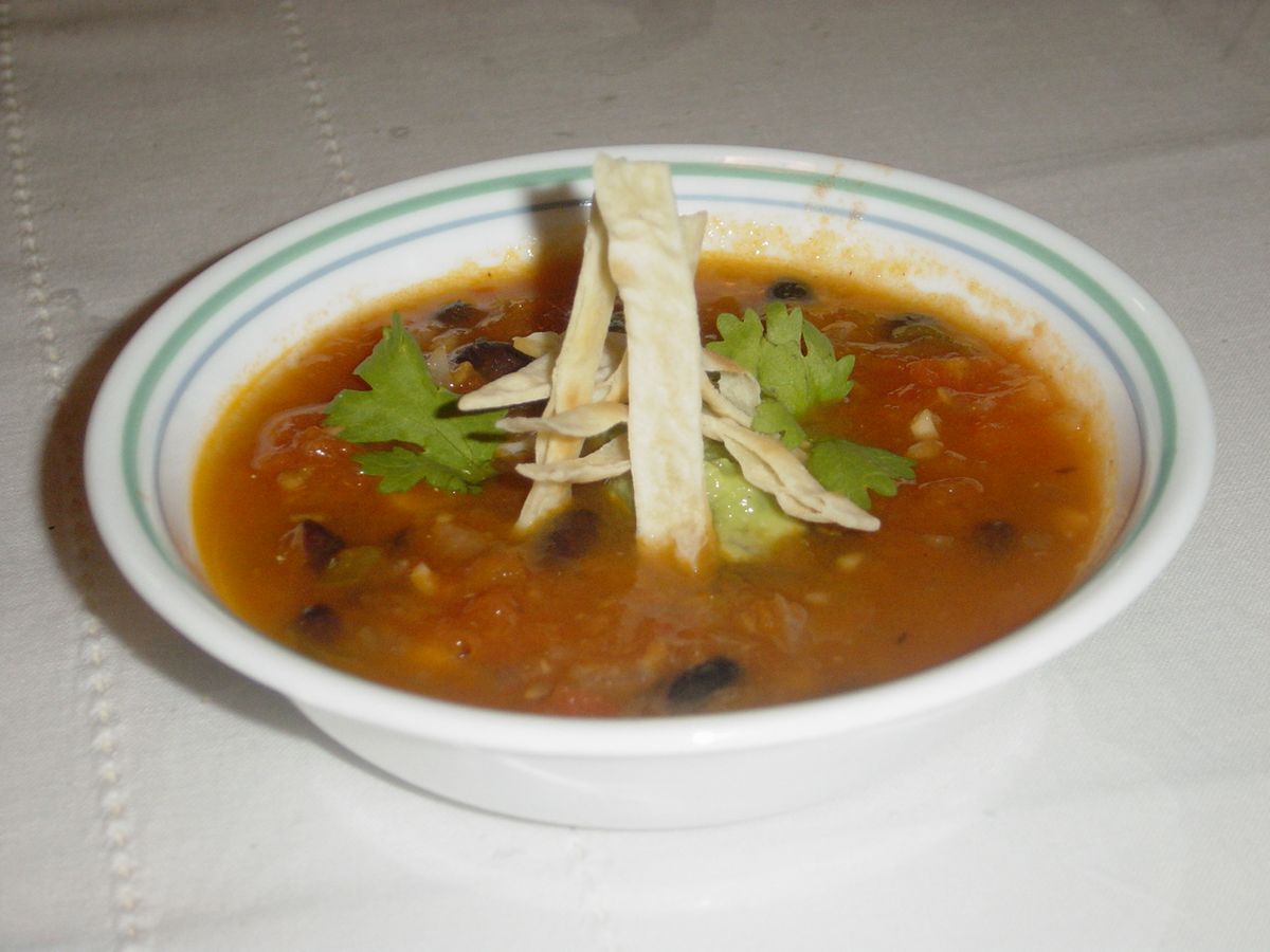 Click to view full image Chicken Tortilla Soup with Black Beans and Oven Roasted Tomatoes