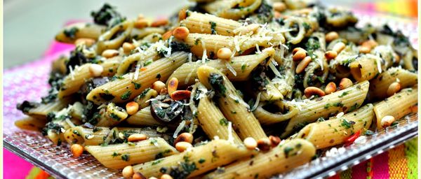 Mediterranean Style Mushroom Spinach Whole Wheat Pasta