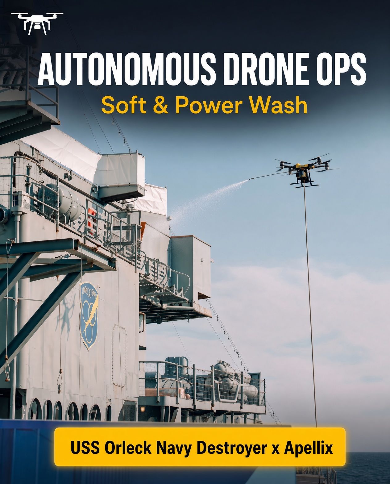 Drones Meet the Destroyer: Watch the Apellix Blue Power Wash Drone Fly Live on the USS Orleck — September 24