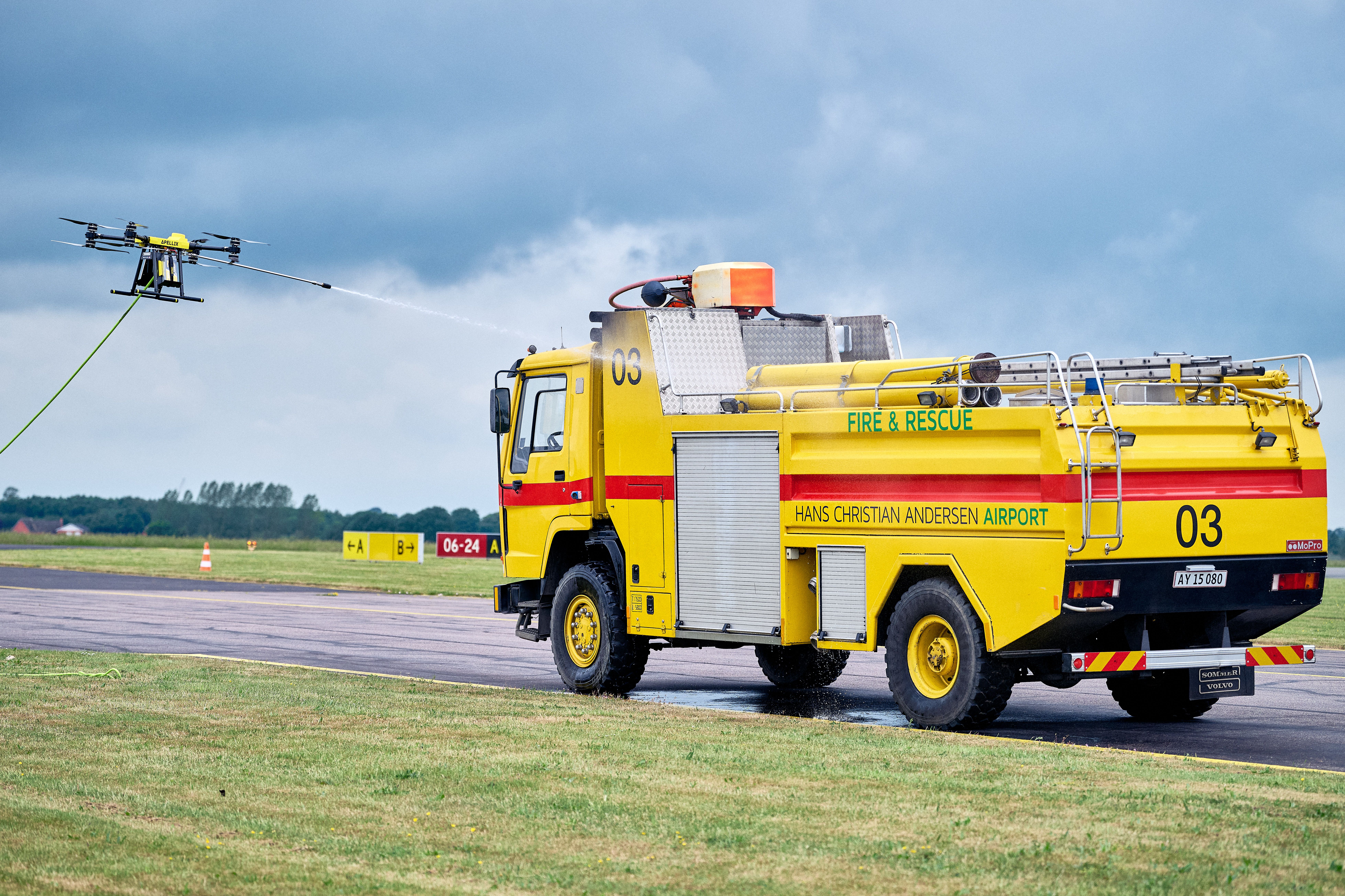 apellix drone spraying fire truck