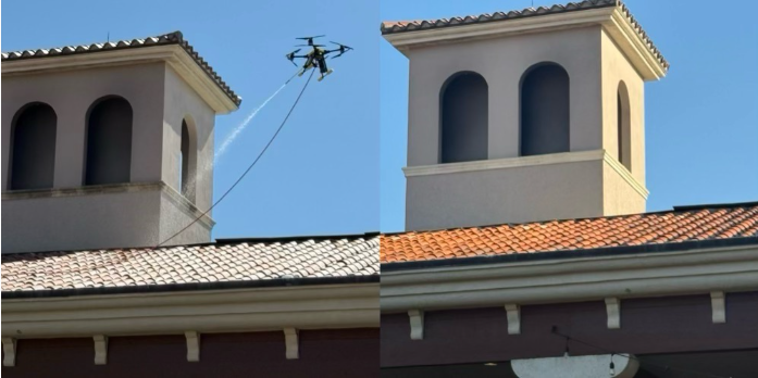 Drone Soft Washing of a Three-Story Residential Tile Roof in a Humid Climate