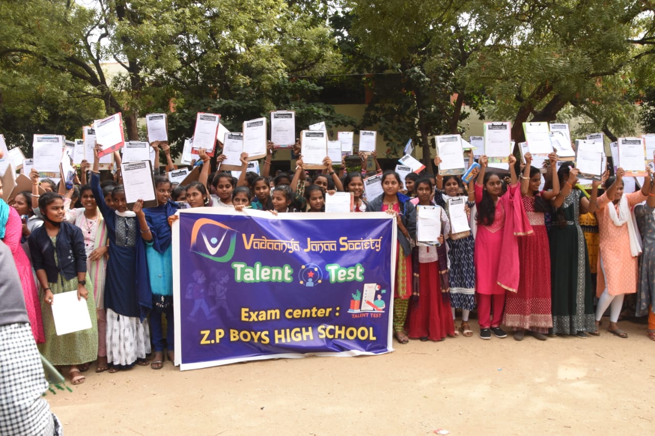 Government school students writing the Talent Test