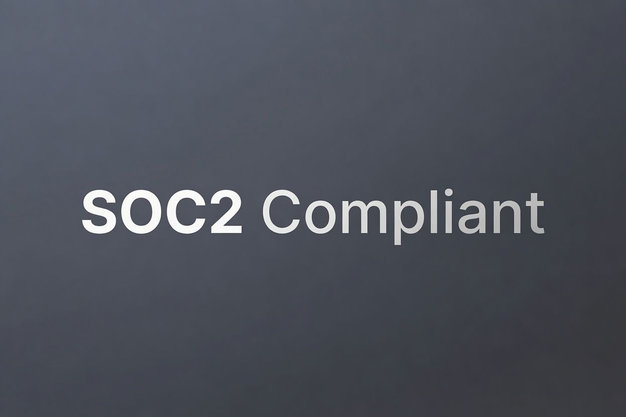 Grey Background with Text "SOC2 Compliant"