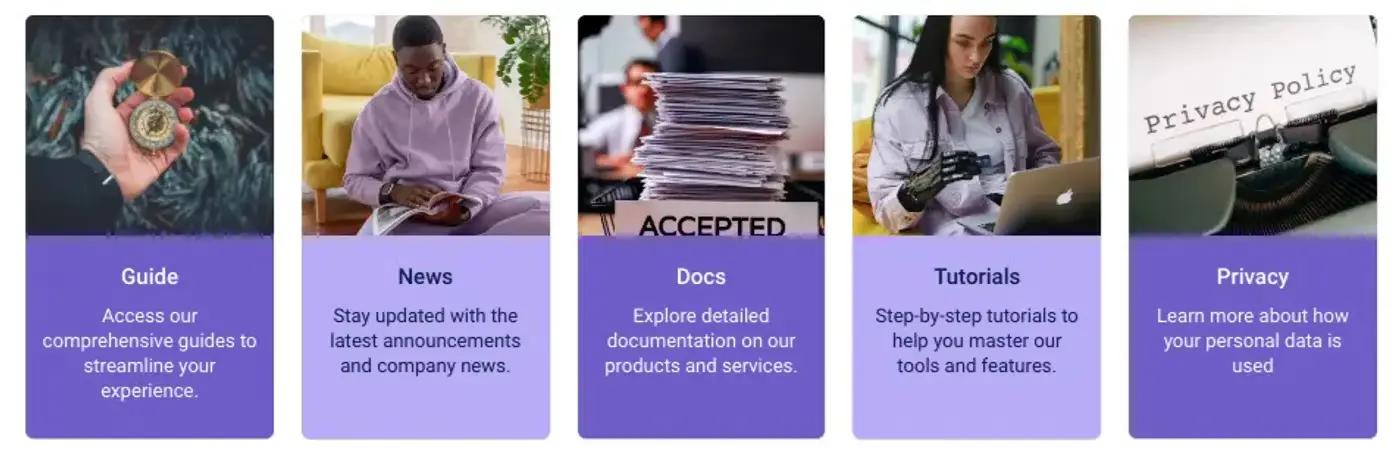 A set of visual Cards on a Confluence knowledge base