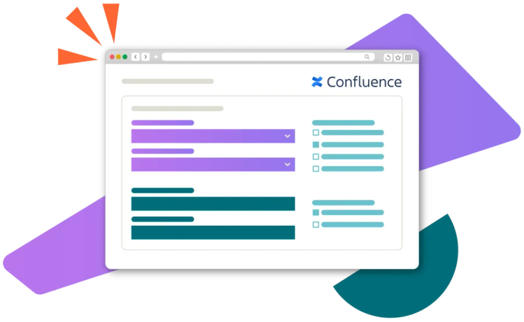 A Confluence window showing colourful survey questions