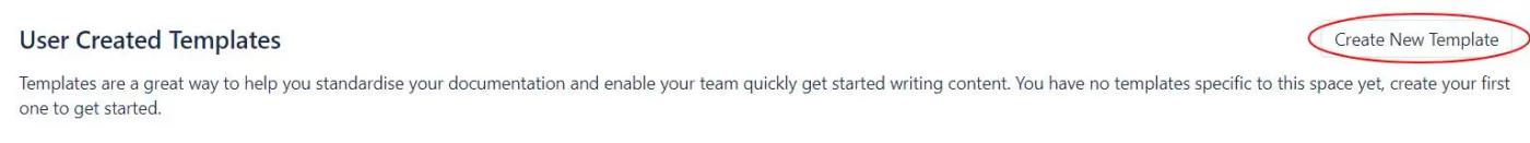 Screenshot of the Create New Template button