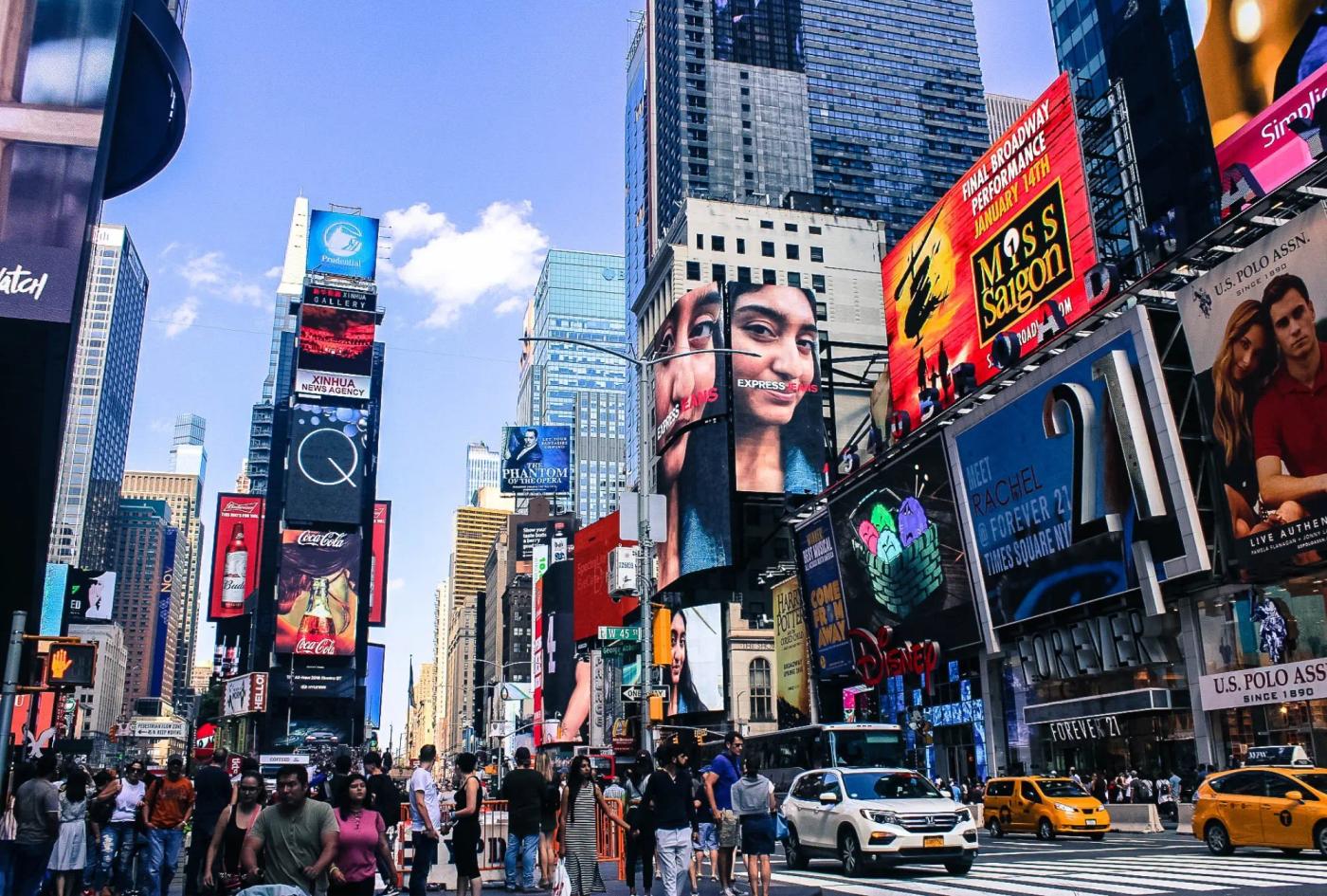 Cars and billboards in Times Square, New York City