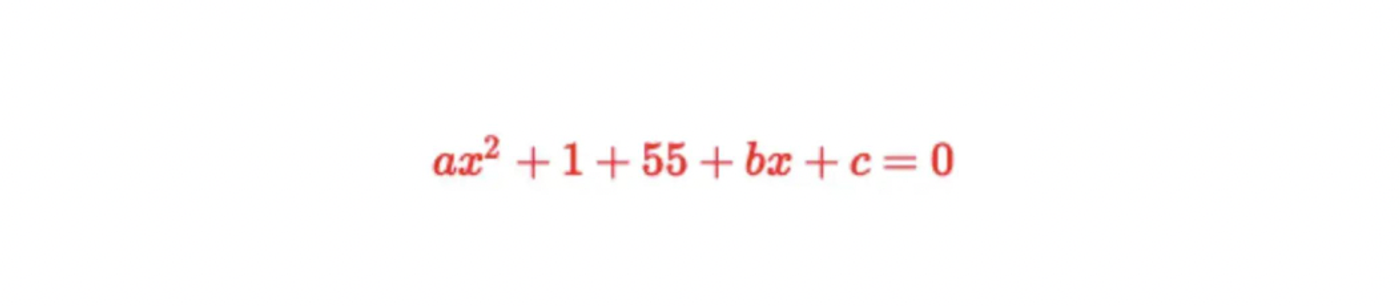 A LaTeX formula formatted with red text