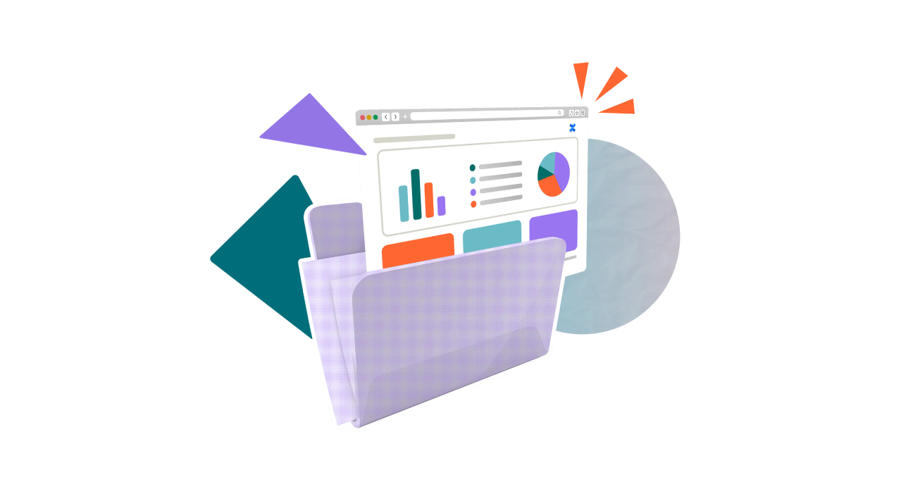 A stylised image of a folder with a colourful document in it