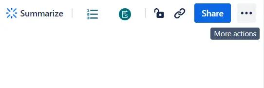 A Confluence page with the More actions menu highlighted