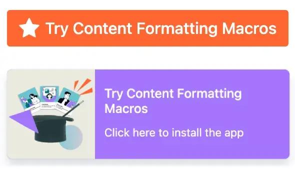 A Button and Advanced Card macro in Confluence Cloud