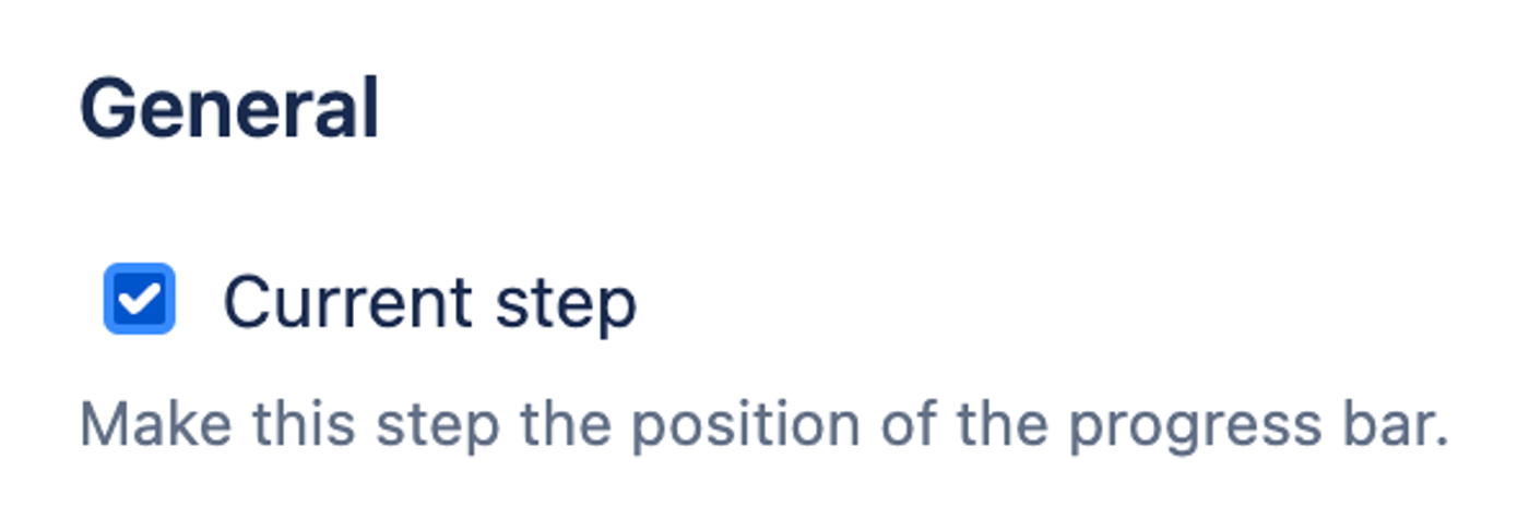 The checked 'Current step' option in the Confluence Progress Bar editor