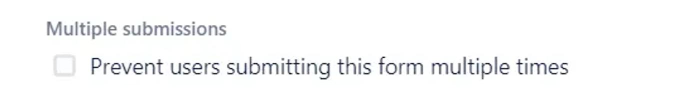 The Multiple submissions option within the Form configurations menu in Forms for Confluence