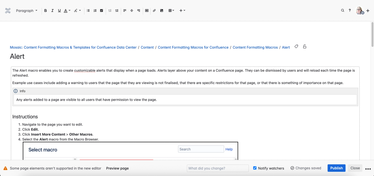 A screenshot of a Confluence page in the Legacy Editor