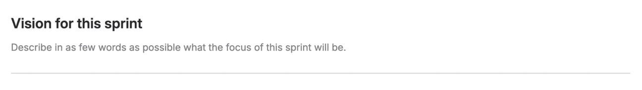 A screenshot of the 'Vision for this sprint' section of the Agile Sprint Goal Template for Confluence