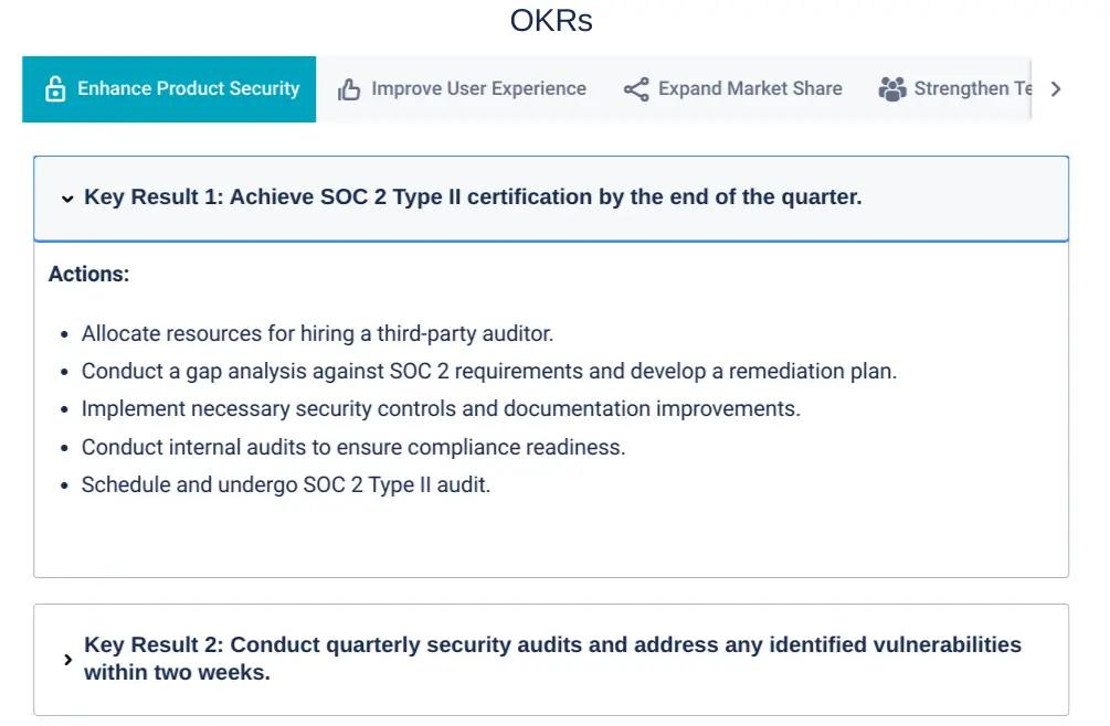 A screenshot of a Confluence OKR page template