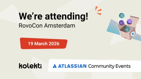 A graphic that says "We're Attending RovoCon Amsterdam" on 19 March 2026