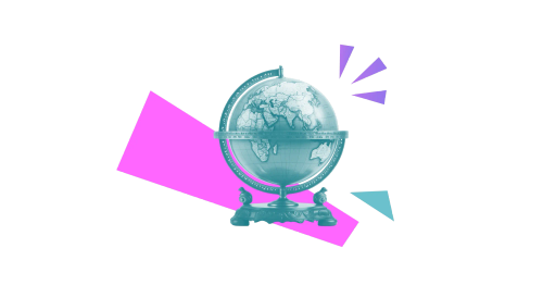 A globe of the world on a stylised background